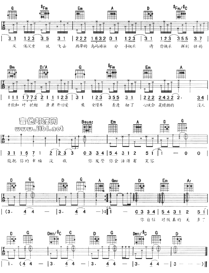 吉他谱:分手快乐-梁静茹